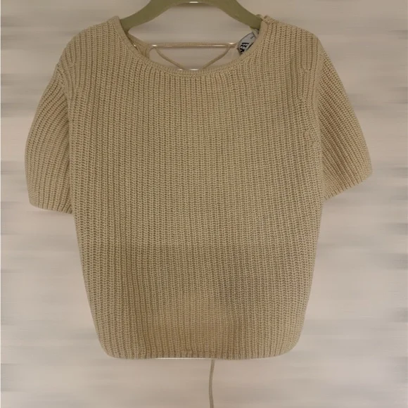 Zara Cream Knit Crop Top - Picture 3 of 9